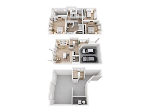 Floor plan for 3 beds, 2.5 baths, 2055 sqft